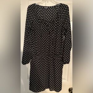 Express long sleeve cinched waist print dress
